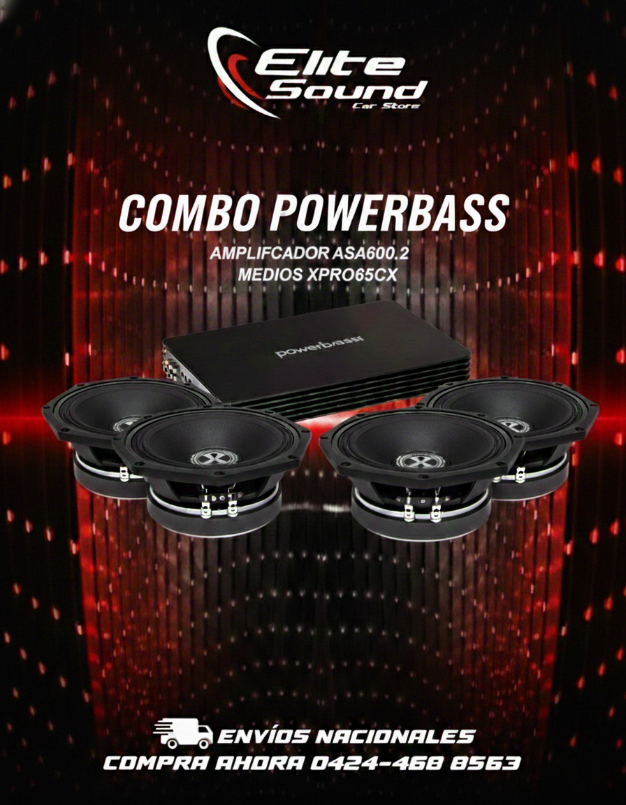 Combo 1 amplificador power bass asa600.1+ 4 medios power bass xpro65cx